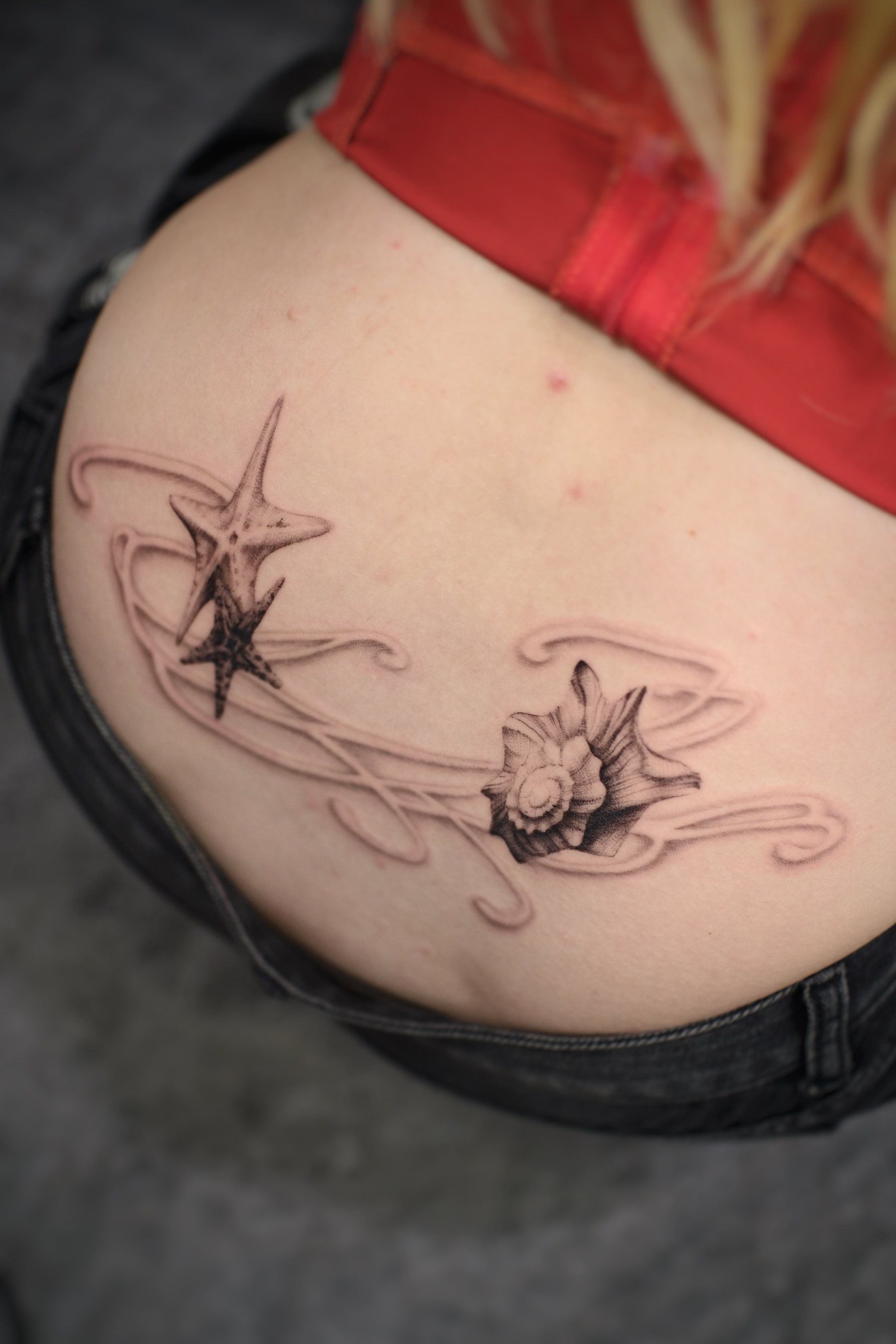 Shell and starfish, hip